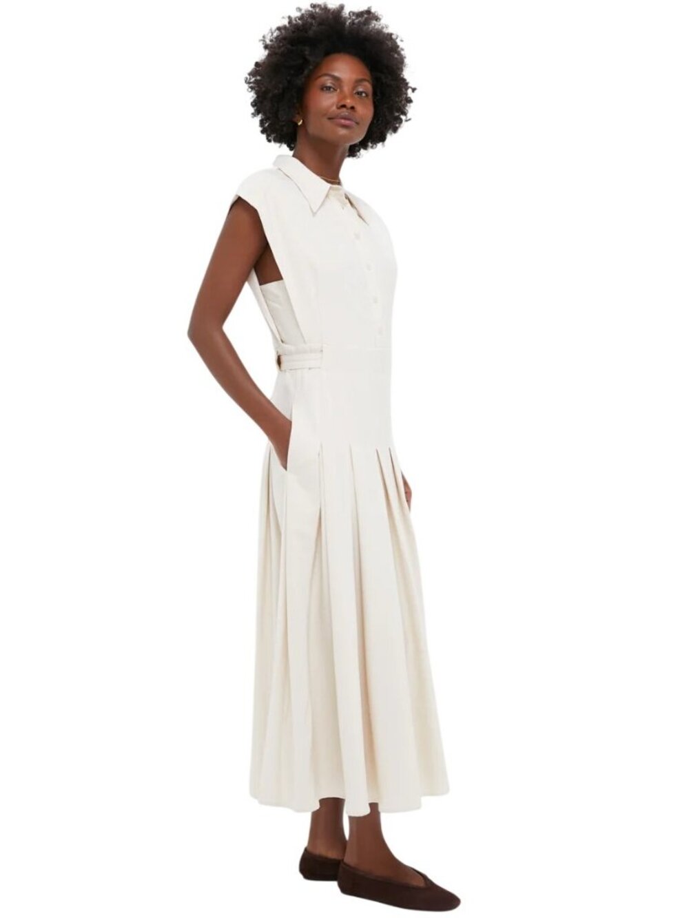 En Saison Quince Midi Shirt Dress in ecru Medium New Womens dresses - Picture 13 of 15